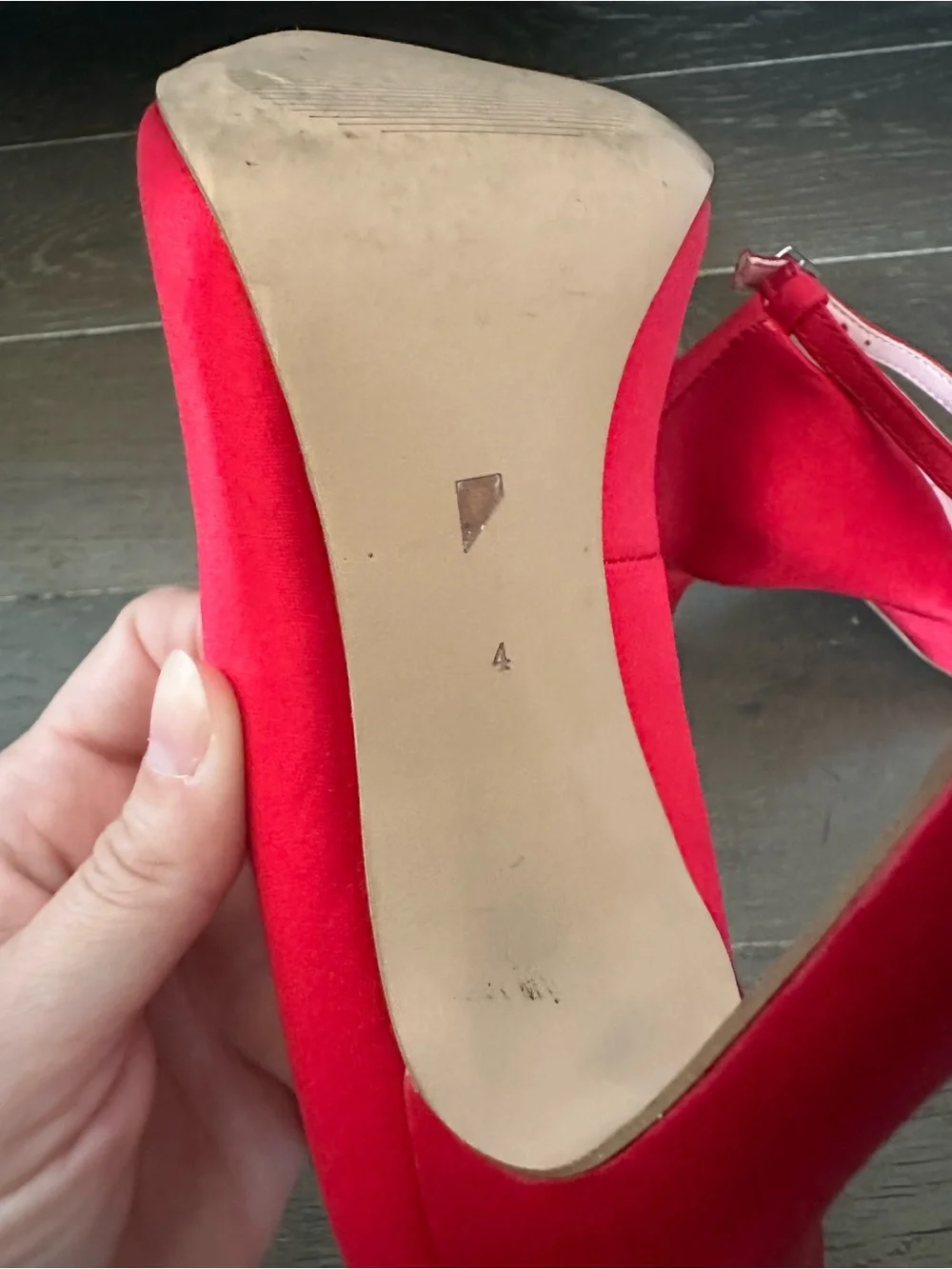 Red T-Strap Pointed Toe Pumps - Women